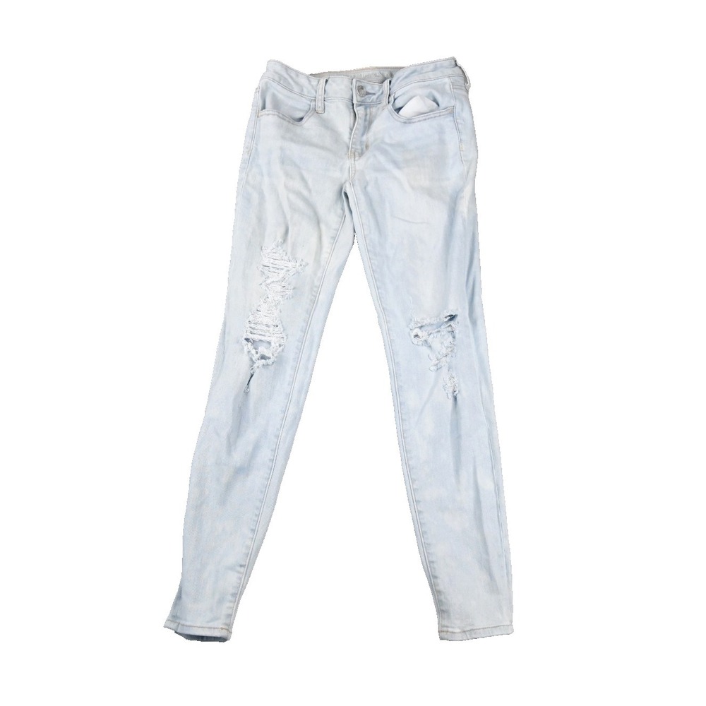 American Eagle Jeans Womens 6 (27x28) Distressed Jegging Light Wash Blue Denim